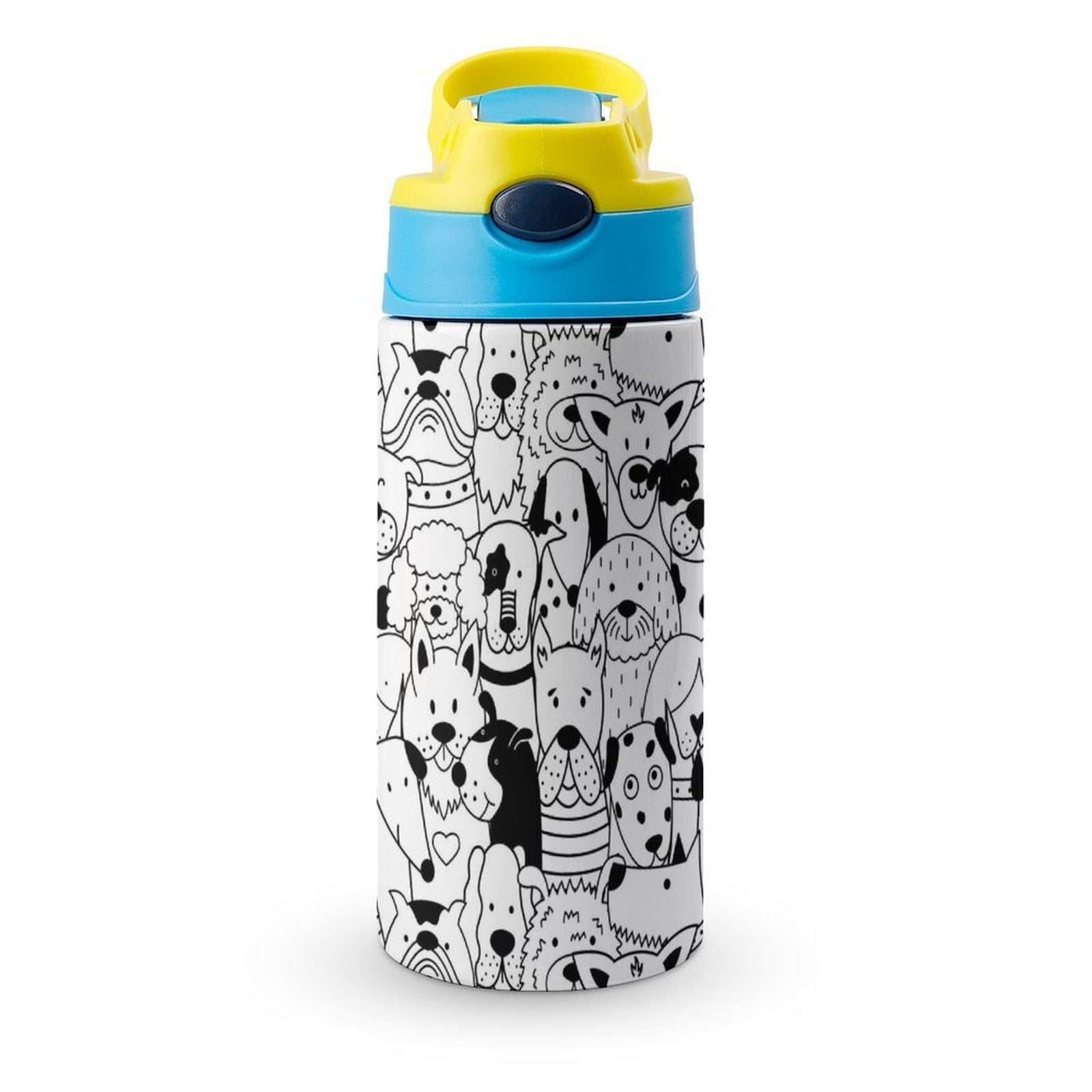 Dogs In Black And White - Little Kids Water Bottle blue 350ml Little Kids Water Bottle animal Printed Offshore