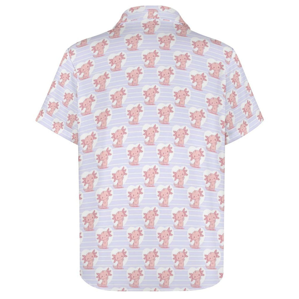 Axolotl Love Women's Collared Pocketless Short Sleeve Shirt