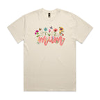 Mum, Flowers AS Colour Heavy Faded Tee Unisex Faded ecru Heavy Faded T-shirt Mum Printed In Australia