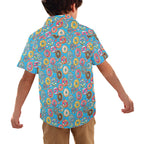 Doughnuts On Blue Junior Kids Hawaiian Shirt