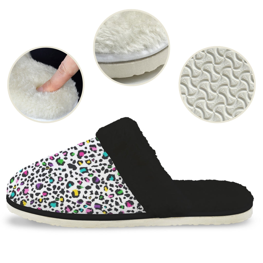 Animal Print In Colour Men's Fur Trim Thick-Sole Indoor Slippers Men's Fur Trimmed Slippers animal Printed Offshore