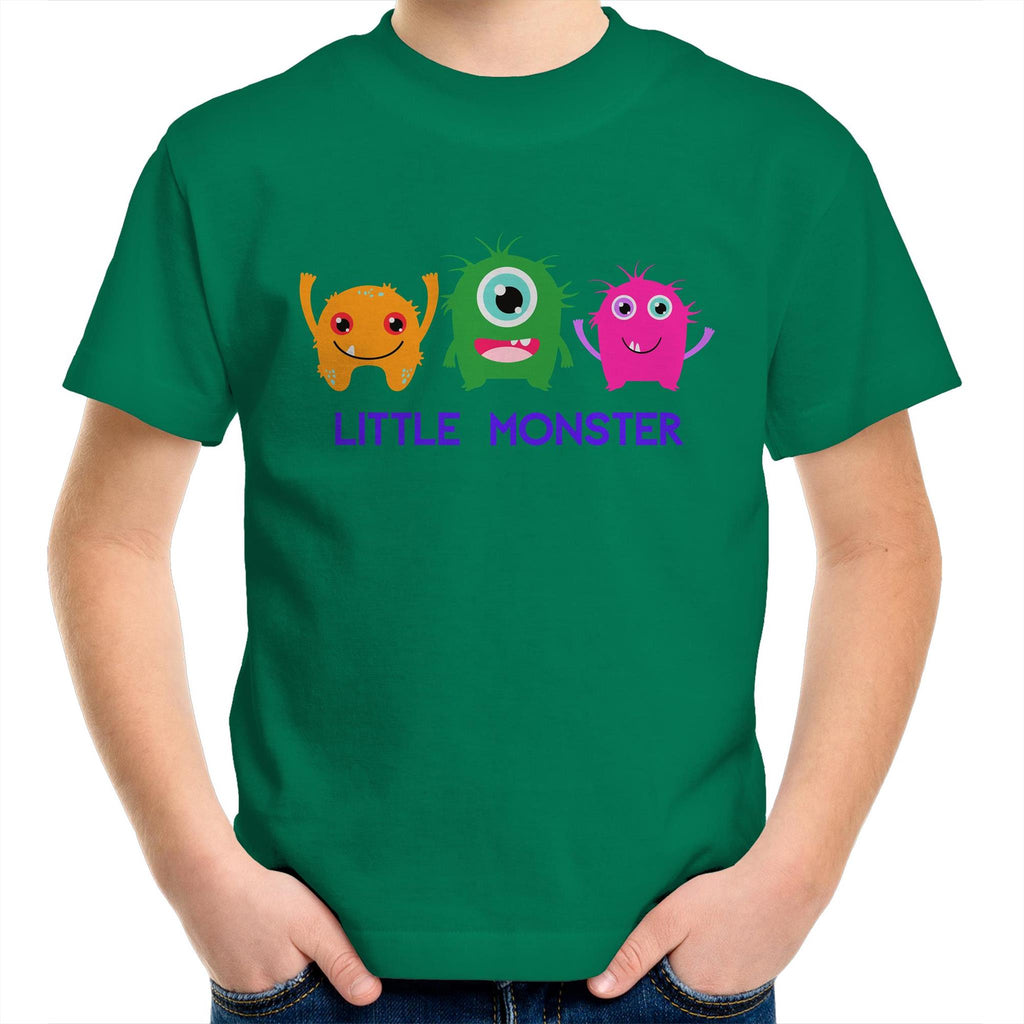 Little Monster - Kids Youth T-Shirt Kelly Green Kids Youth T-shirt Printed In Australia Sci Fi