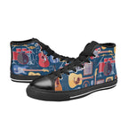 Music Instruments Blue - Kids High Top Canvas Shoes