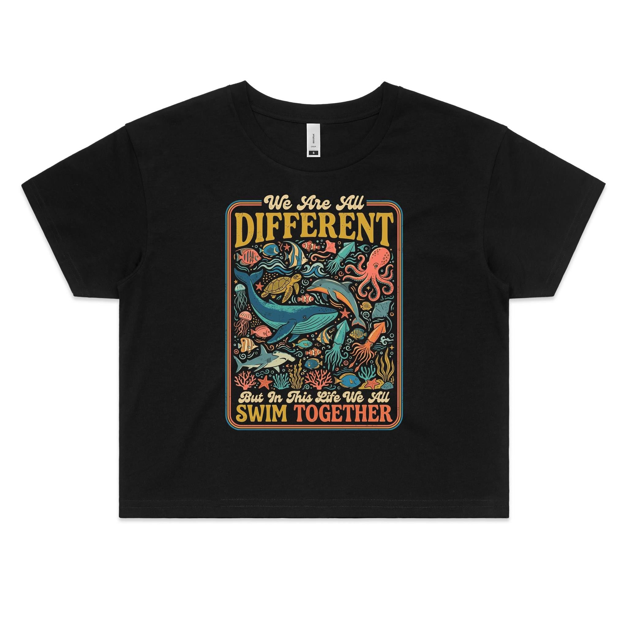 We Are All Different Ocean Animals Women's AS Colour Crop Tee