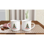 All Booked For Christmas White 12oz Enamel Mug Enamel Mug