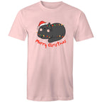 Merry Christmas Cat - Mens T-Shirt Pink Mens Christmas T-shirt Christmas Printed In Australia