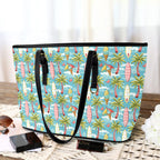 Summer Surf PU Leather Tote Bag Large Leather Tote Bag-Large Printed Offshore Summer Surf