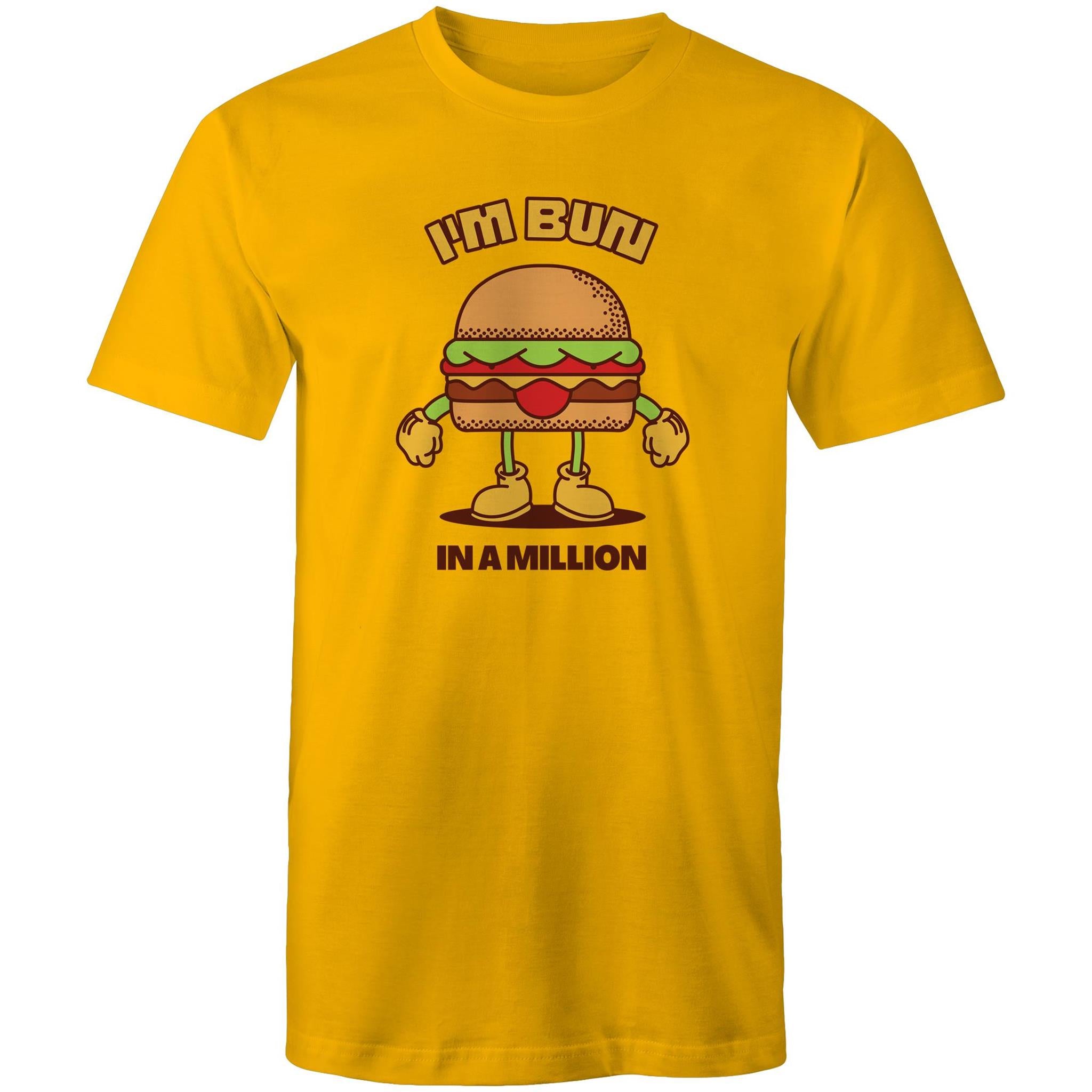 I'm Bun In A Million, Hamburger - Mens T-Shirt Gold Mens T-shirt Food Printed In Australia