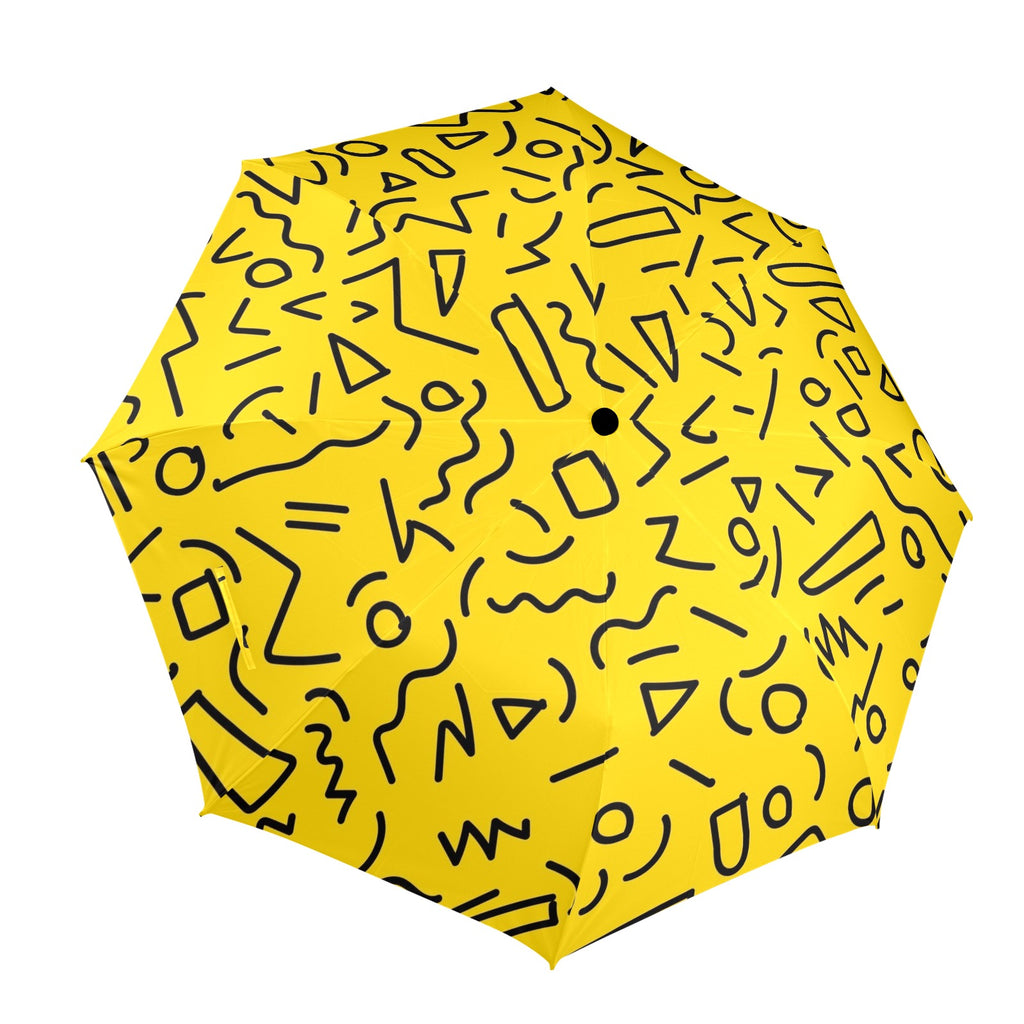 Black Squiggle On Yellow Umbrella One Size Umbrella Printed Offshore