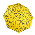 Black Squiggle On Yellow Umbrella One Size Umbrella Printed Offshore