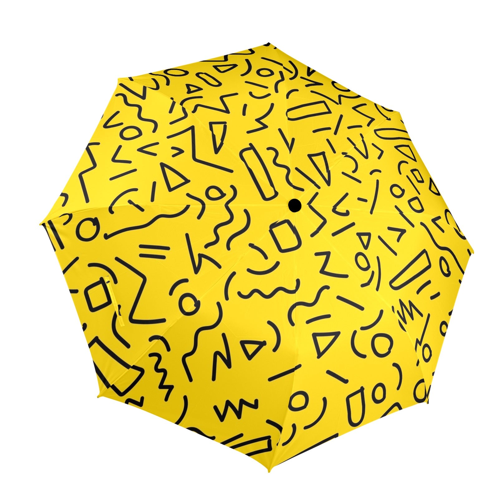 Black Squiggle On Yellow - Umbrella One Size Umbrella Printed Offshore
