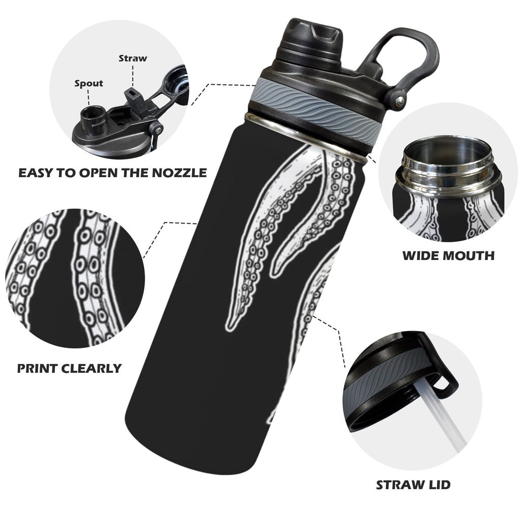 Octopus Tentacles - Insulated Water Bottle with Dual-Use Lid (18oz) Insulated Water Bottle with Dual-Use Lid (18oz) animal Ocean Printed Offshore