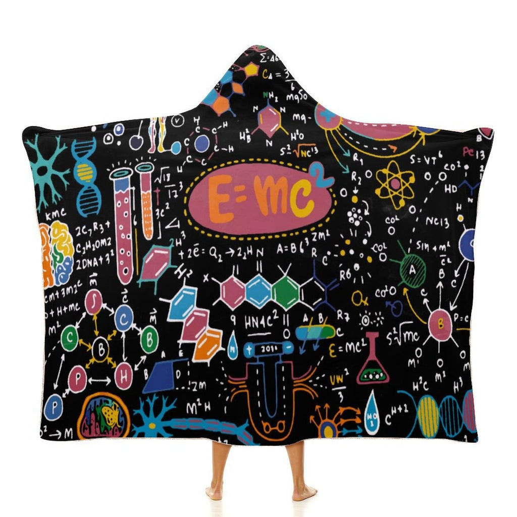 Science Time Blackboard Kids Hooded Blanket 100cm x 130cm white 40"×50" Kids Hooded Blanket Printed Offshore Science