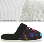 Planet Orbit Men's Fur Trim Thick-Sole Indoor Slippers Men's Fur Trimmed Slippers Printed Offshore Space