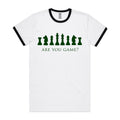 Are You Game, Chess - Staple Ringer Tee White Black Ringer T-Shirt Chess Games Printed In Australia