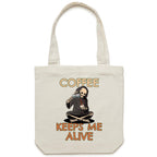 Coffee Keeps Me Alive, Skeleton - Canvas Tote Bag Cream One Size Tote Bag Printed In Australia