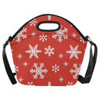 Red Snowflakes, Christmas - Neoprene Lunch Bag One Size Neoprene Lunch Bag Printed Offshore