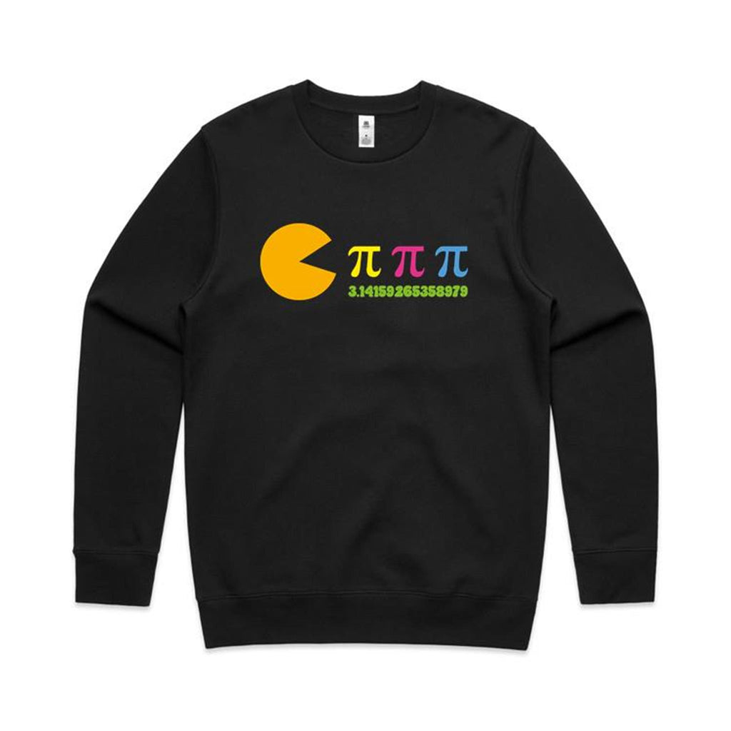 Hungry Pi - AS Colour Stencil Crew Sweatshirt Black Sweatshirt Games Maths Printed In Australia