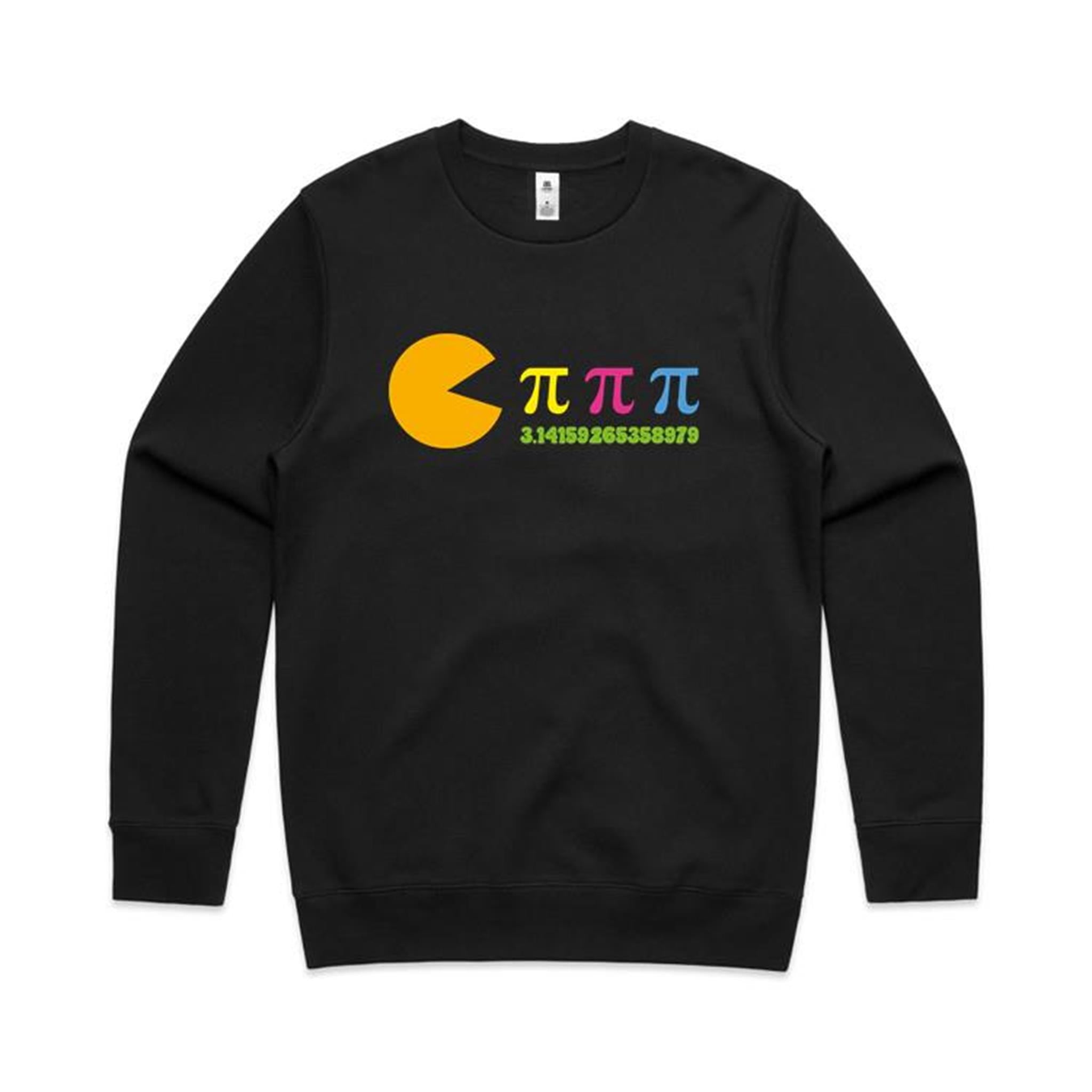 Hungry Pi - AS Colour Stencil Crew Sweatshirt Black Sweatshirt Games Maths Printed In Australia