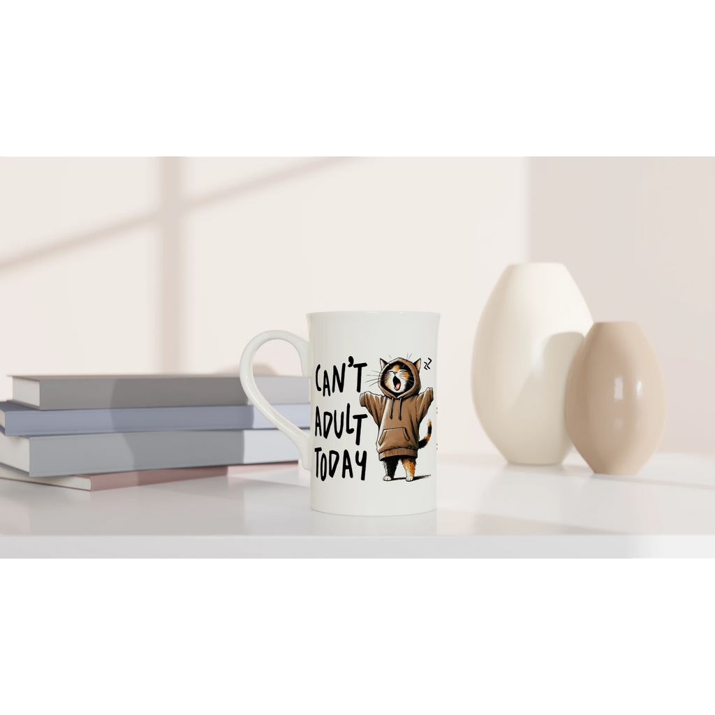 Personalise - Can't Adult Today - White 10oz Porcelain Slim Mug Personalised Porcelain Mug animal Globally Fulfilled