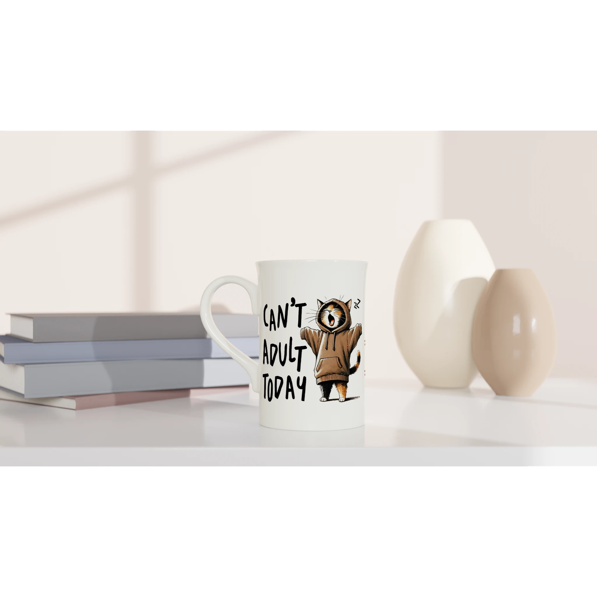 Personalise - Can't Adult Today - White 10oz Porcelain Slim Mug Personalised Porcelain Mug animal Globally Fulfilled