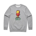 Music On, Worries Off - AS Colour Stencil Crew Grey Marle Sweatshirt Music Printed In Australia