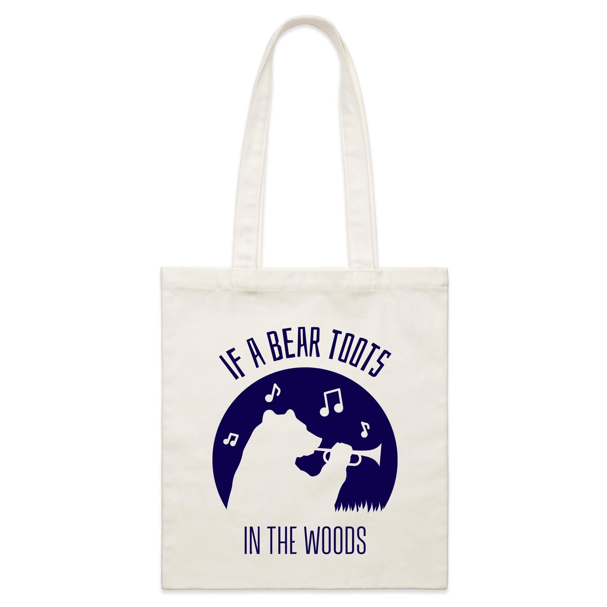 If A Bear Toots In The Woods, Trumpet Player - Parcel Canvas Tote Bag Default Title Small Tote Bag animal Music Printed In Australia