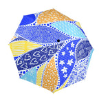 Blue Swirl - Semi-Automatic Foldable Umbrella (Model U12) One Size Semi-Automatic Foldable Umbrella (U12)