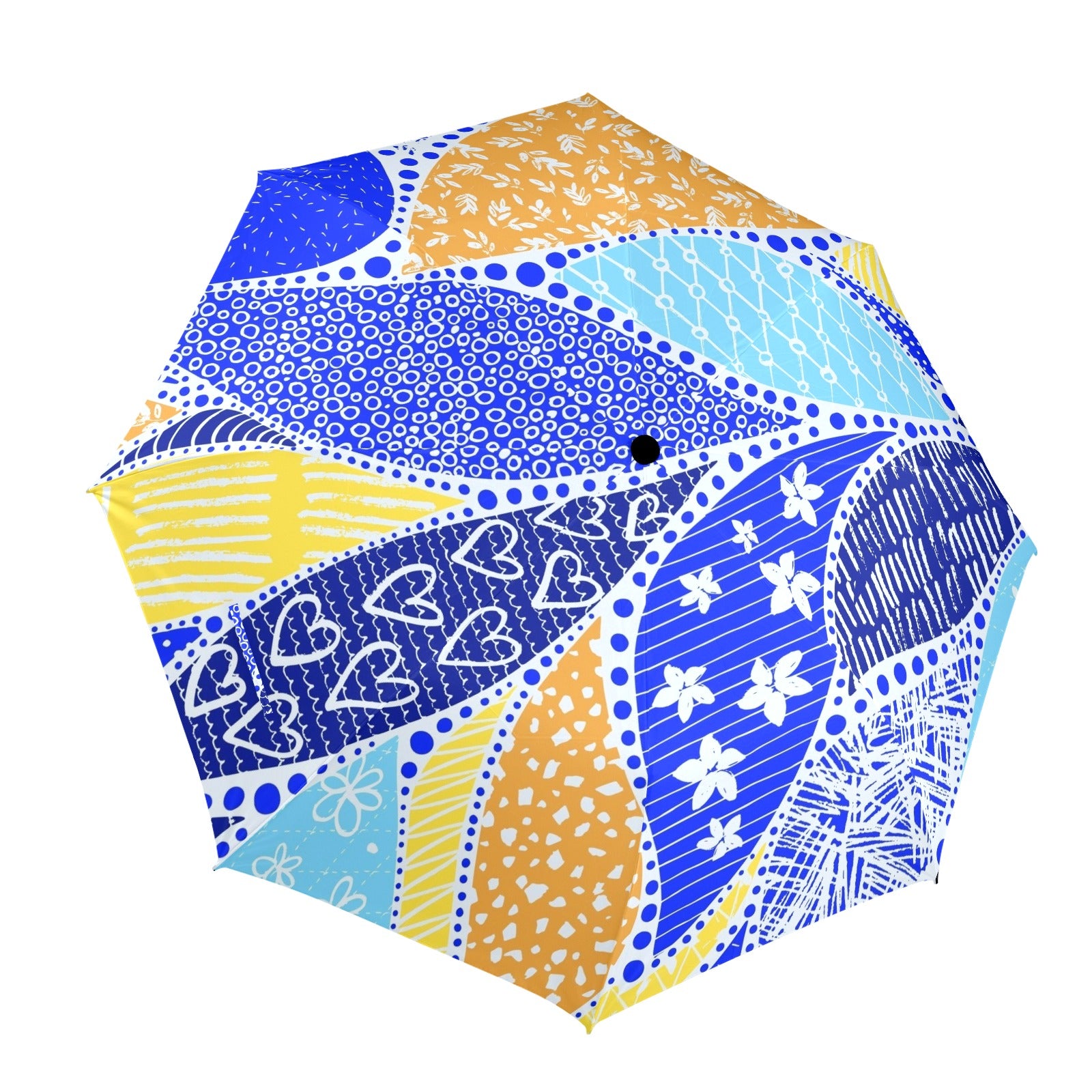 Blue Swirl - Semi-Automatic Foldable Umbrella (Model U12) One Size Semi-Automatic Foldable Umbrella (U12)