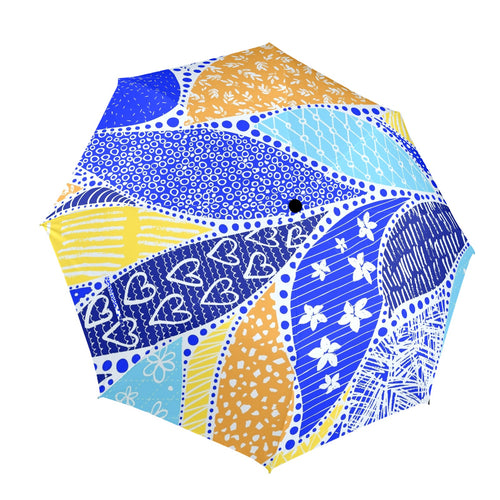 Blue Swirl - Semi-Automatic Foldable Umbrella (Model U12) One Size Semi-Automatic Foldable Umbrella (U12)
