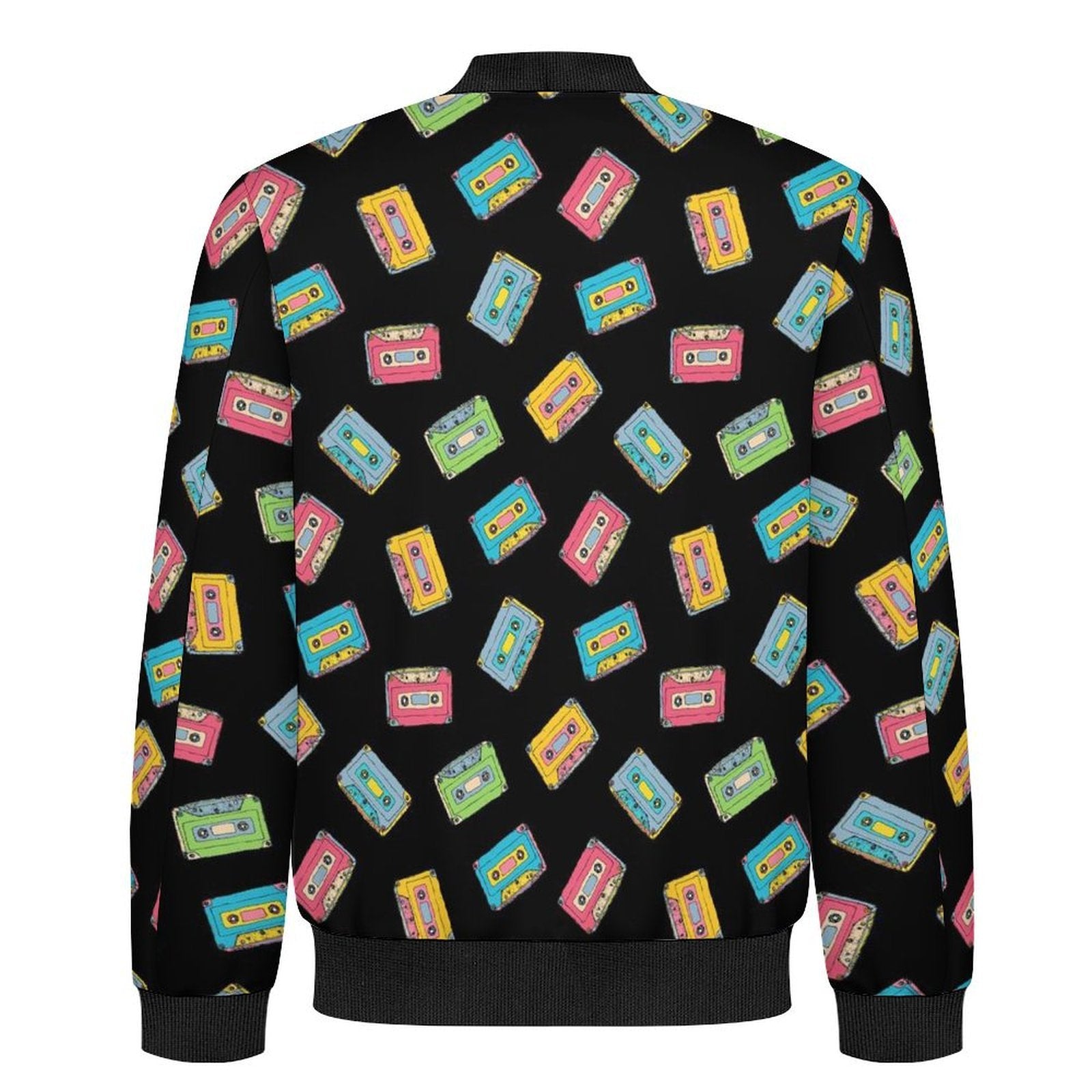 Colourful Cassette Tapes Men's Casual Zip‑Up Bomber Jacket