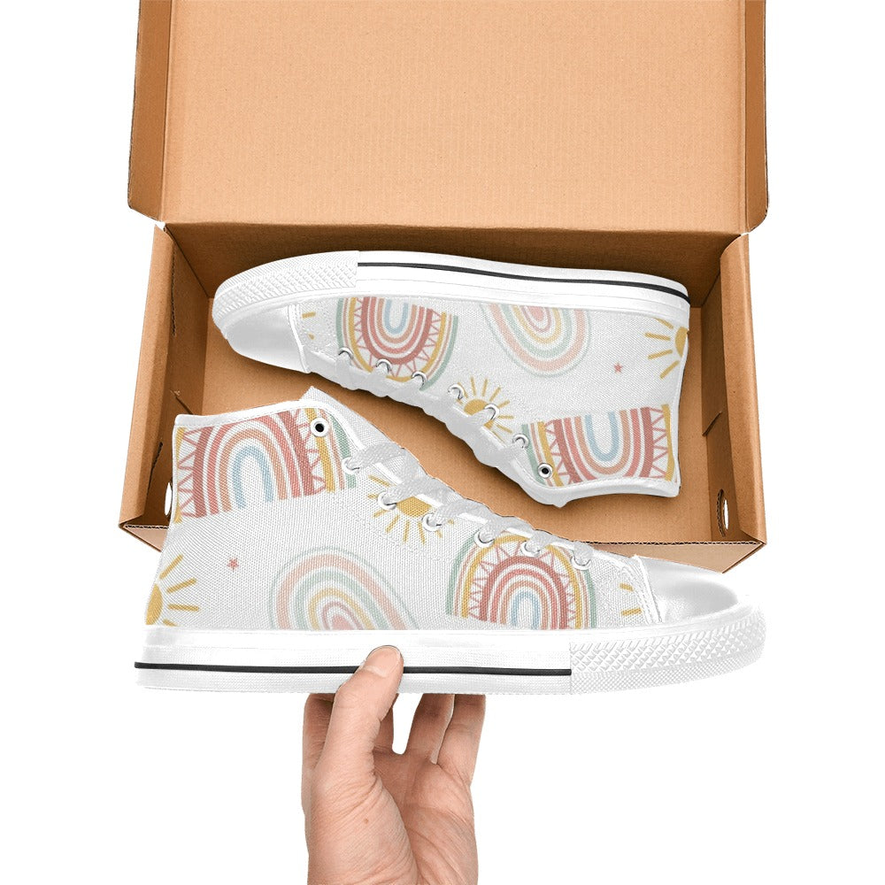 Pastel Rainbows - Kids High Top Canvas Shoes