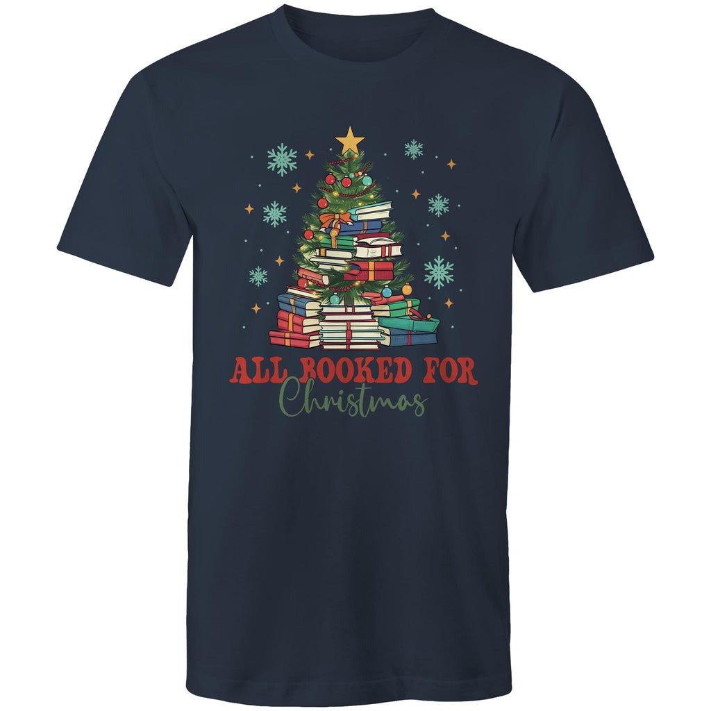 All Booked For Christmas - Mens T-Shirt Navy Mens Christmas T-shirt Christmas Printed In Australia