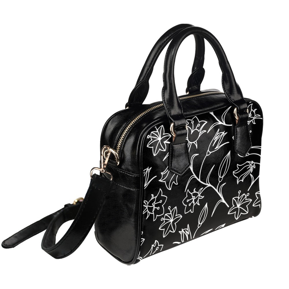 Black And White Floral - Shoulder Handbag (Model 1634) Shoulder Handbags (1634)