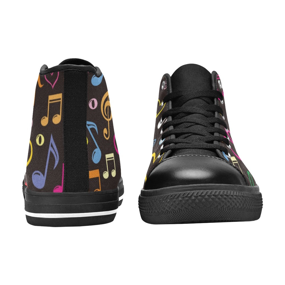 Music Notes - Men's High Top Canvas Shoes