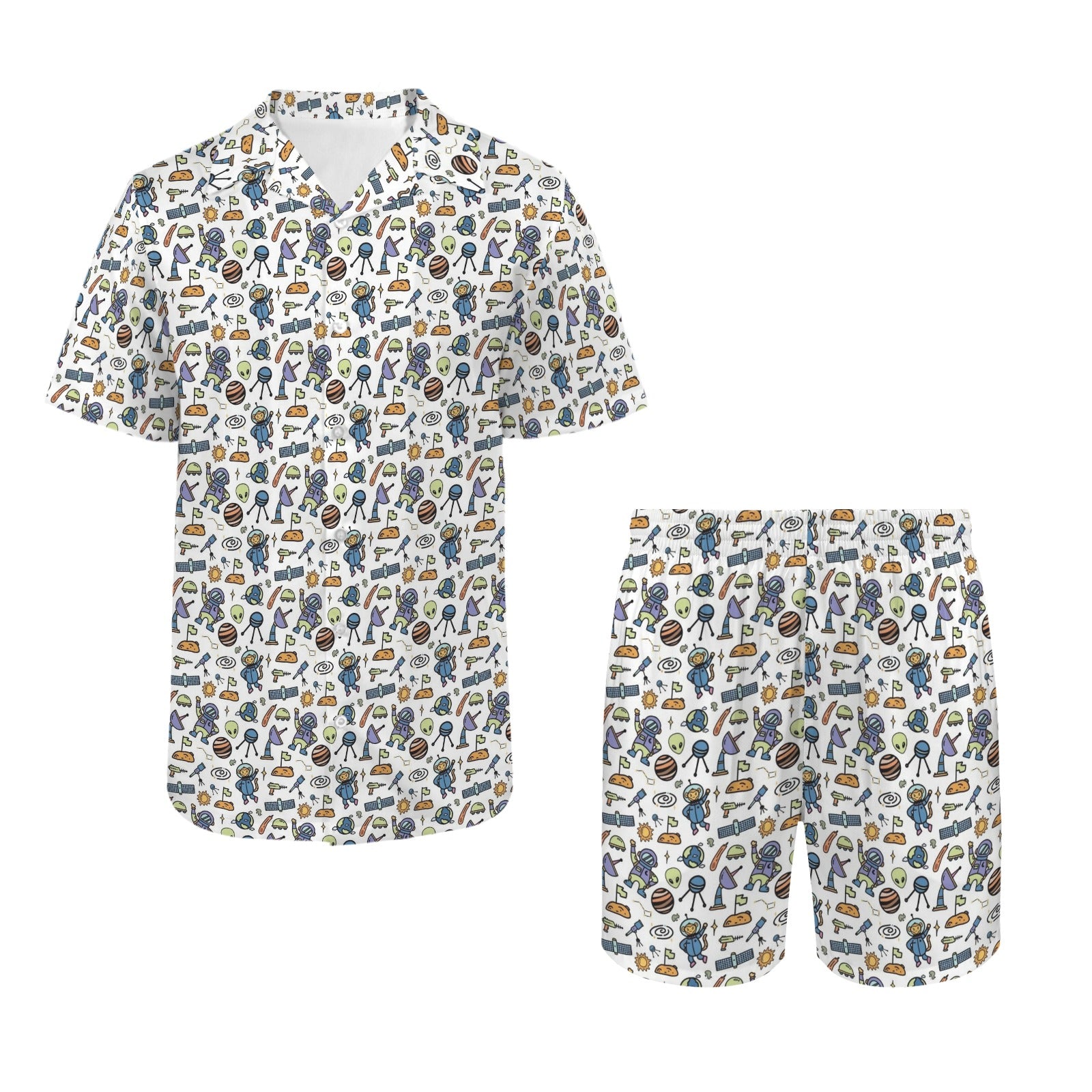 All About Space Men's Hawaiian Shirt & Shorts Set Men's Hawaiian Shirt & Shorts Set Printed Offshore Space