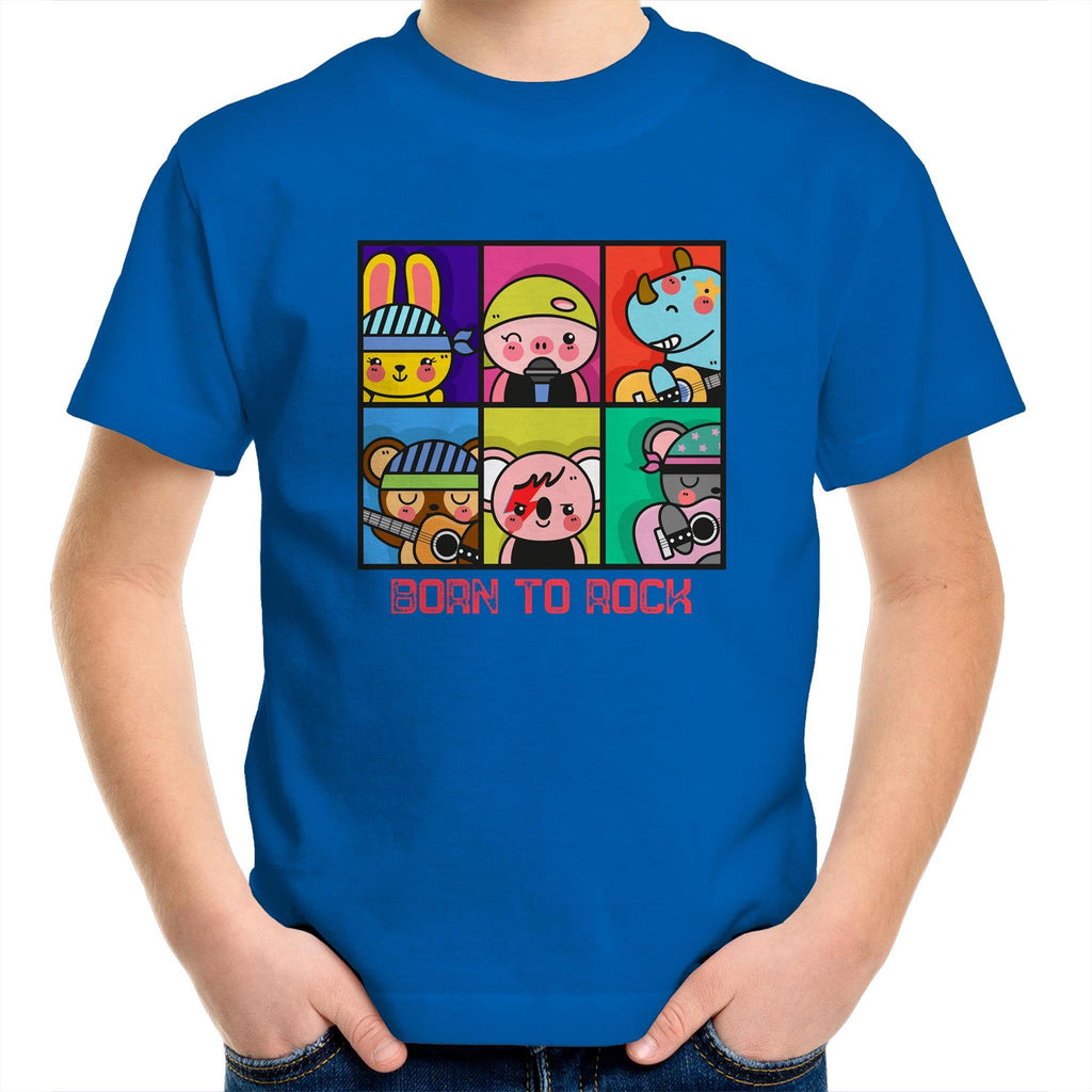 Born To Rock - Kids Youth T-Shirt Bright Royal Kids Youth T-shirt Music Printed In Australia