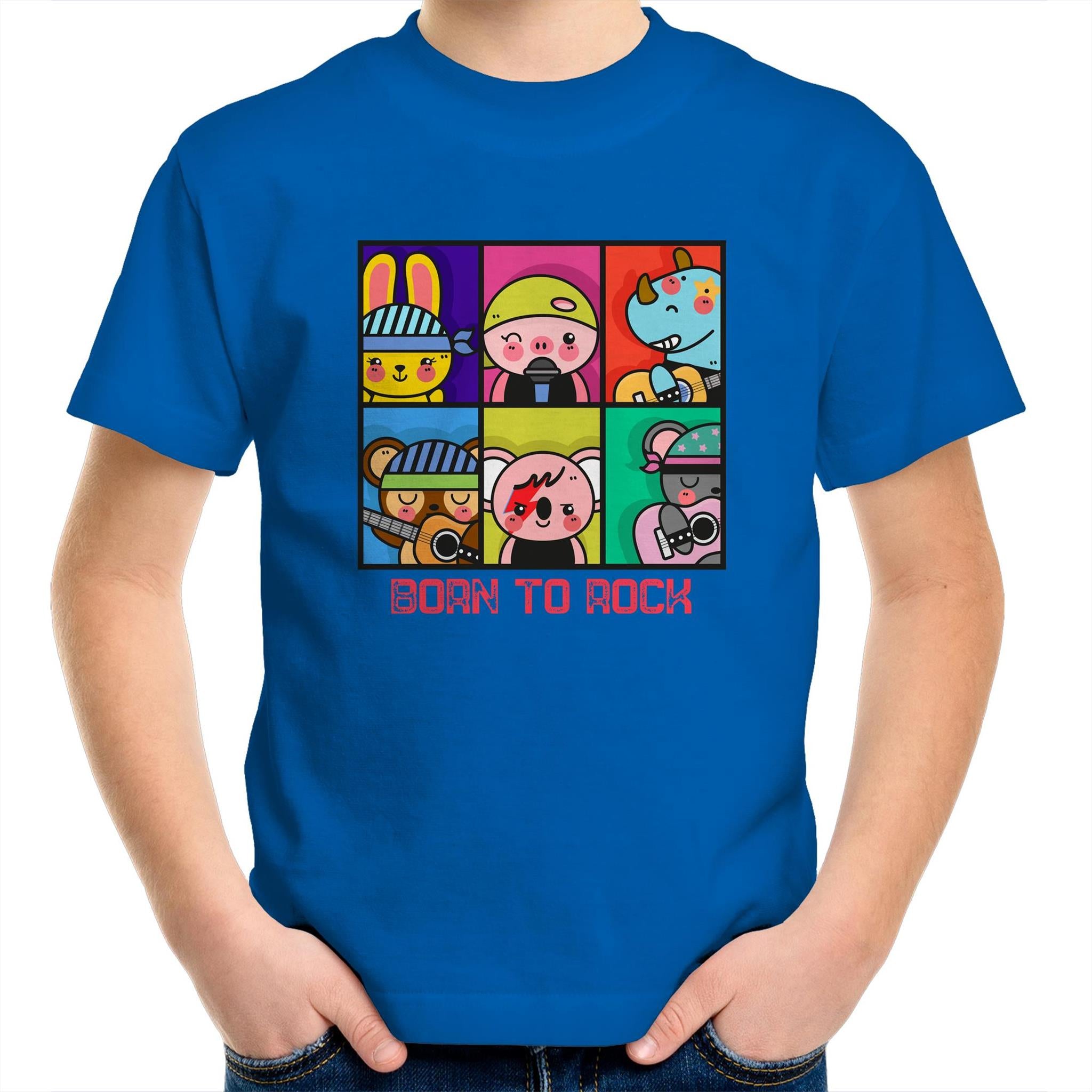 Born To Rock - Kids Youth T-Shirt Bright Royal Kids Youth T-shirt Music Printed In Australia