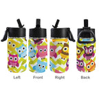 Owls On Stripes 12oz Kids Water Bottle with Straw Lid