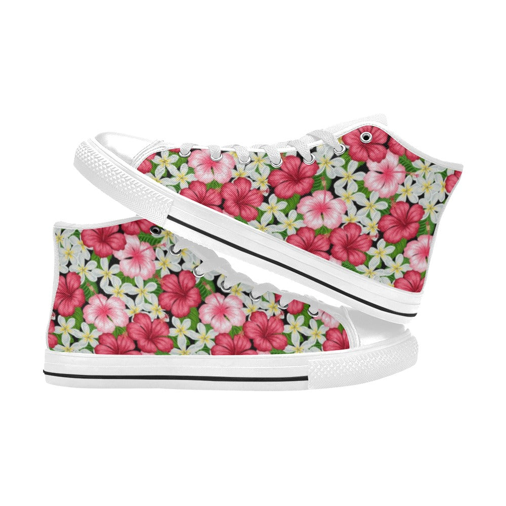 Hibiscus Women's High Top Canvas Shoes Womens Classic High Top Shoes Plants Printed Offshore