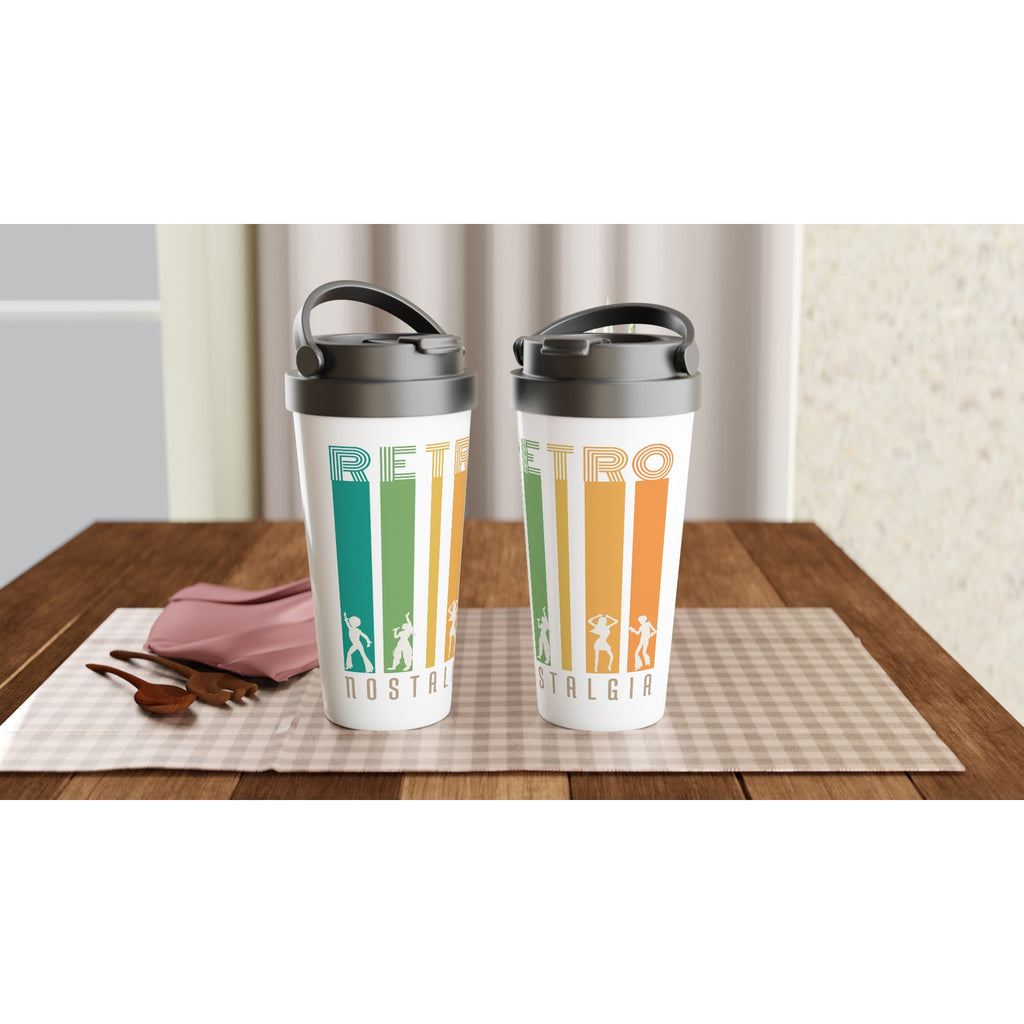 Retro Nostalgia - White 15oz Stainless Steel Travel Mug Travel Mug Globally Fulfilled Retro