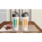 Retro Nostalgia - White 15oz Stainless Steel Travel Mug Travel Mug Globally Fulfilled Retro