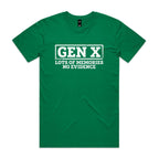Gen X, Lots Of Memories, No Evidence Men's AS Colour T-shirt Kelly Green Mens T-shirt Printed In Australia