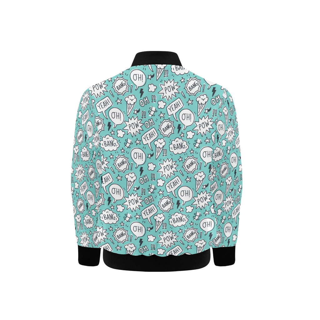 Comic Book Speech Bubbles Kids Bomber Jacket Kids Bomber Jacket comic Printed Offshore