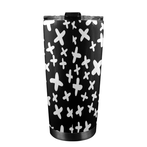 Black And White X's - 20oz Mobile Tumbler with Lid (Black Lock)