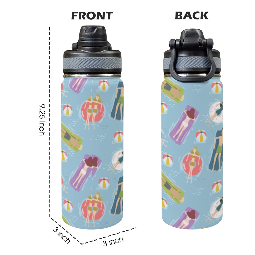 Beach Float - Insulated Water Bottle with Dual-Use Lid (18oz) Insulated Water Bottle with Dual-Use Lid (18oz) Printed Offshore Summer