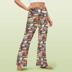 Watercolour Books High Waist Crossover Tummy Control Flare Leggings High Waist Flare Leggings Printed Offshore Reading