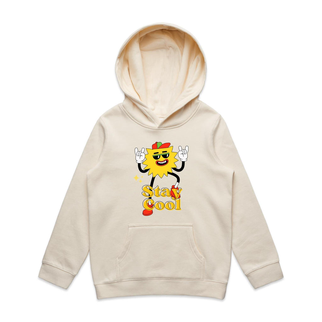 Stay Cool - Kids Hoodie Ecru Kids Hoodie Printed In Australia