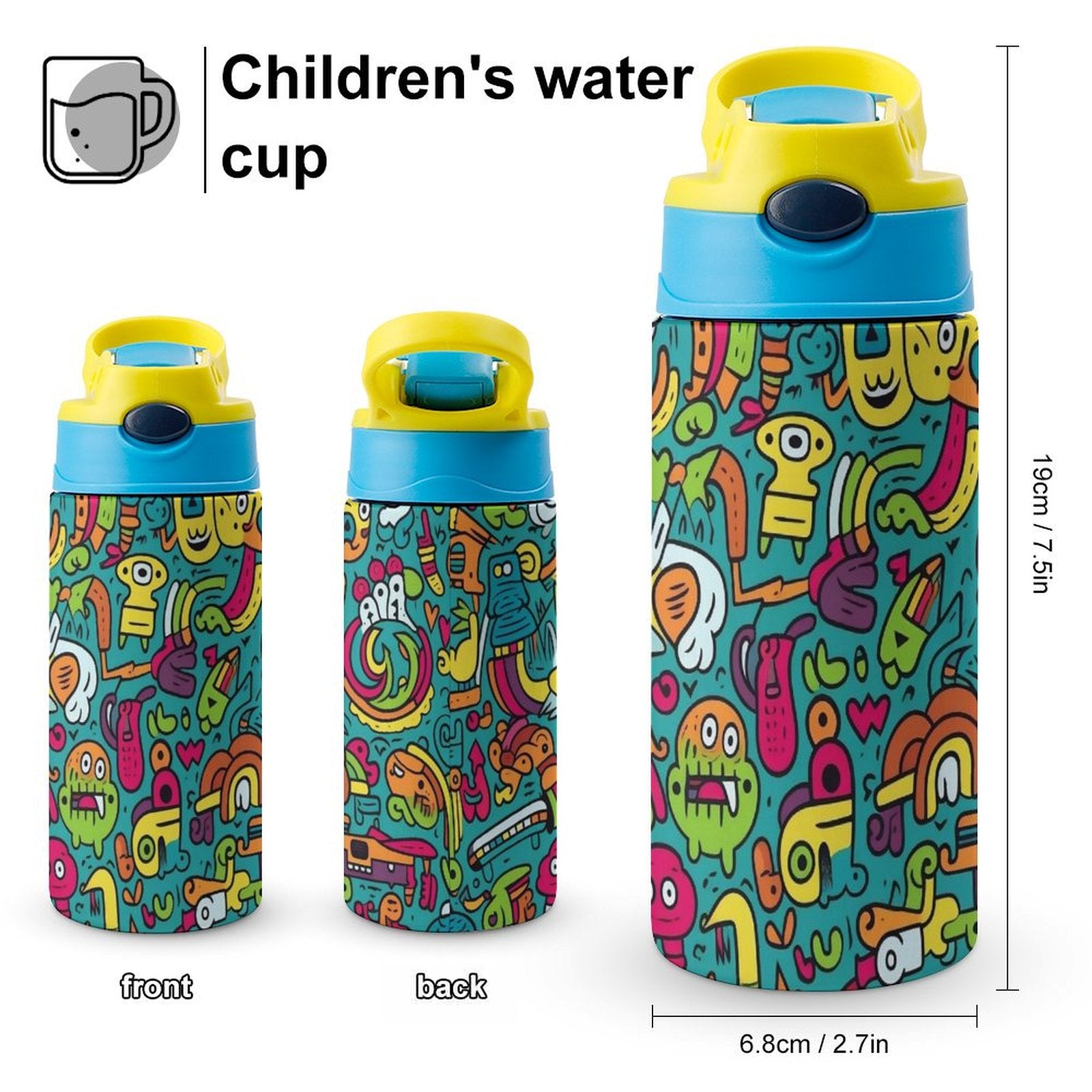 Crazy Creatures - Little Kids Water Bottle Little Kids Water Bottle Printed Offshore Sci Fi