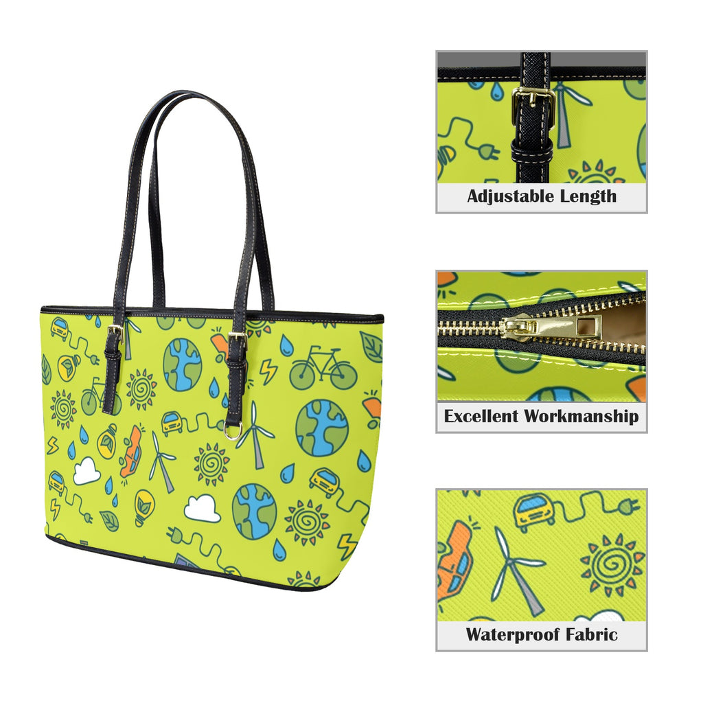 Go Green - Leather Tote Bag-Large